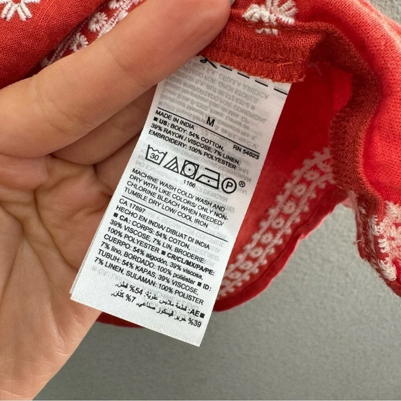 Embroidered-Print Ruffle Babydoll Top Size Medium‎ - Picture 8 of 10